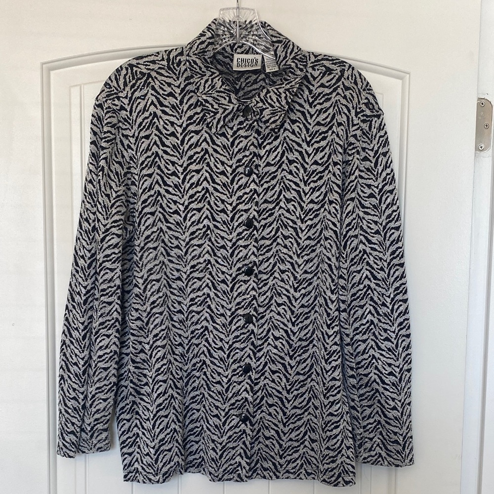 Chico's Black and White Zebra Print Blouse